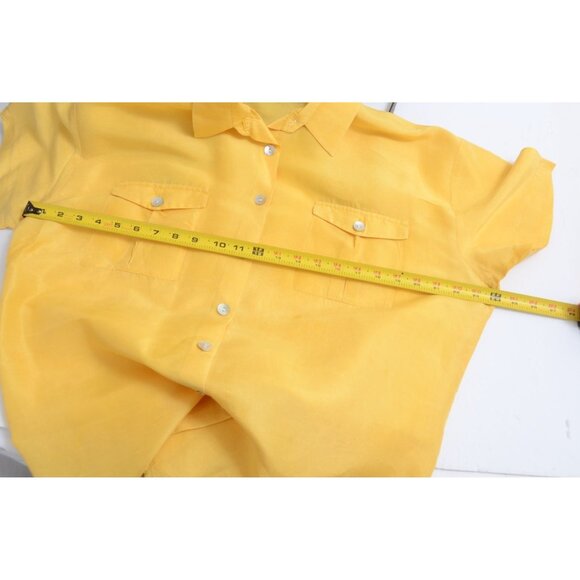 Vintage Daniel Caron 100% Silk LARGE Button Down Blouse Short Sleeves Pockets - Picture 5 of 6